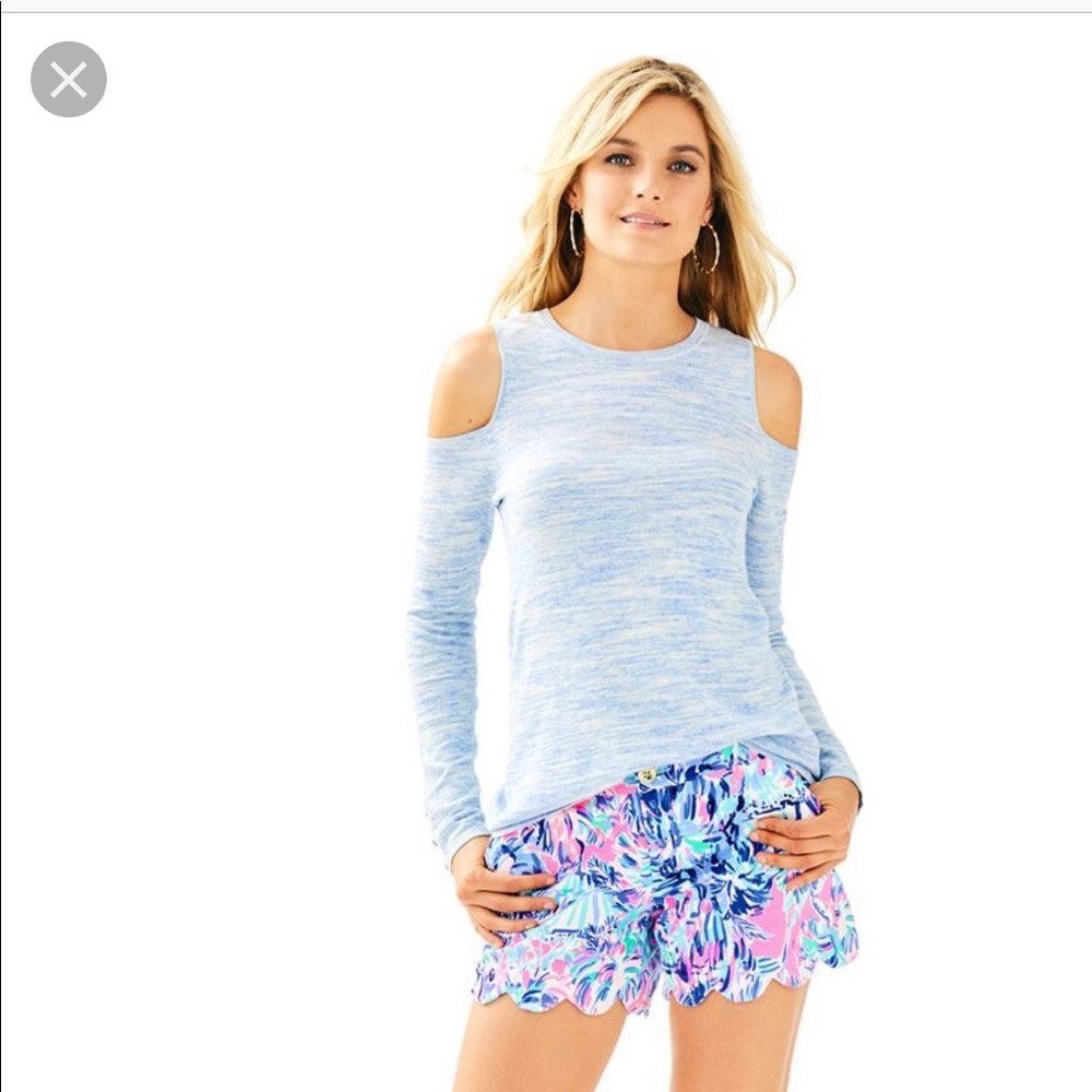 EUC LILLY PULITZER COLD SHOULDER SWEATER SZ MEDIUM
